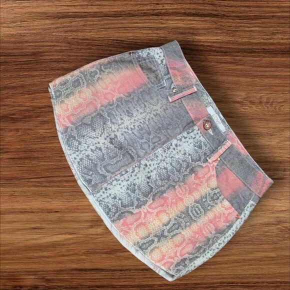 Love Etc. Reptile Print Denim Mini Skirt - Picture 2 of 6
